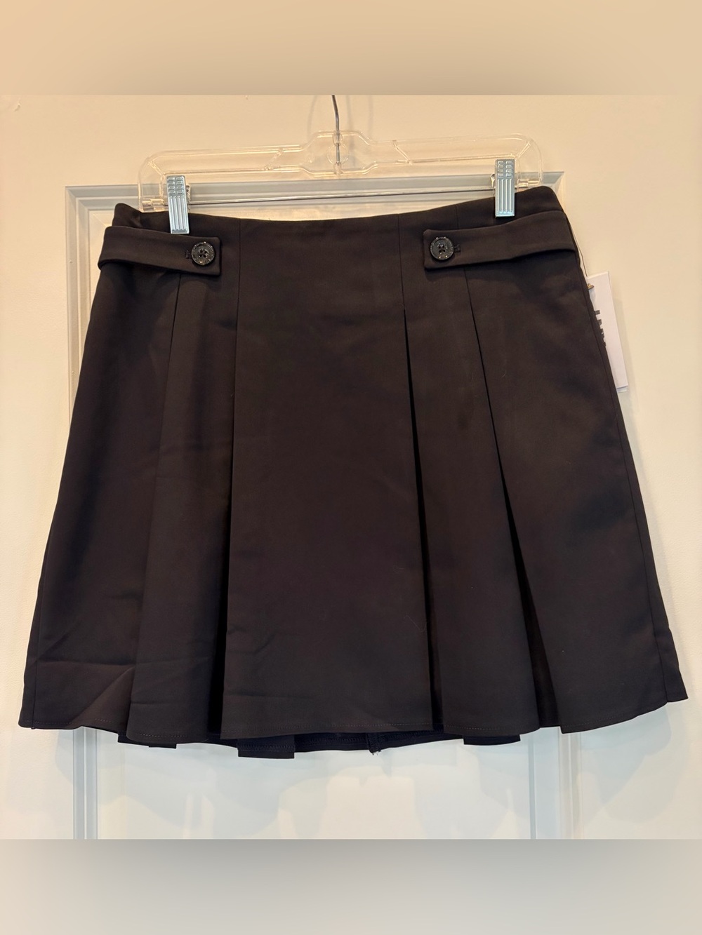 DKNY Navy Pleated A-Line Mini Skirt